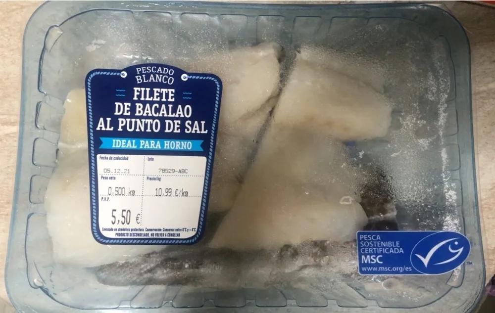 Filete de bacalao al punto de sal
