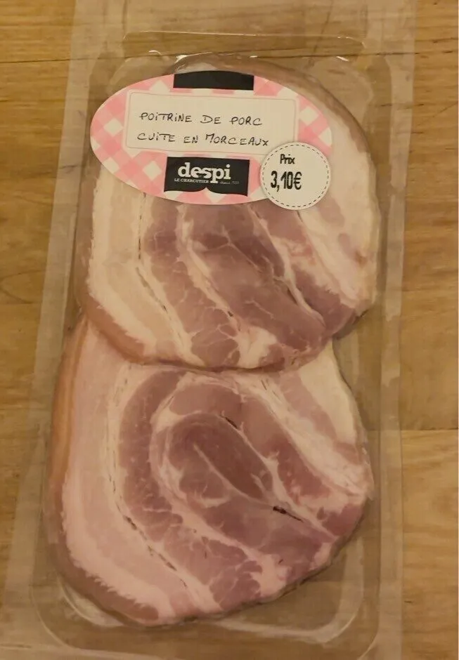 Poitrine de porc cuite en morceaux