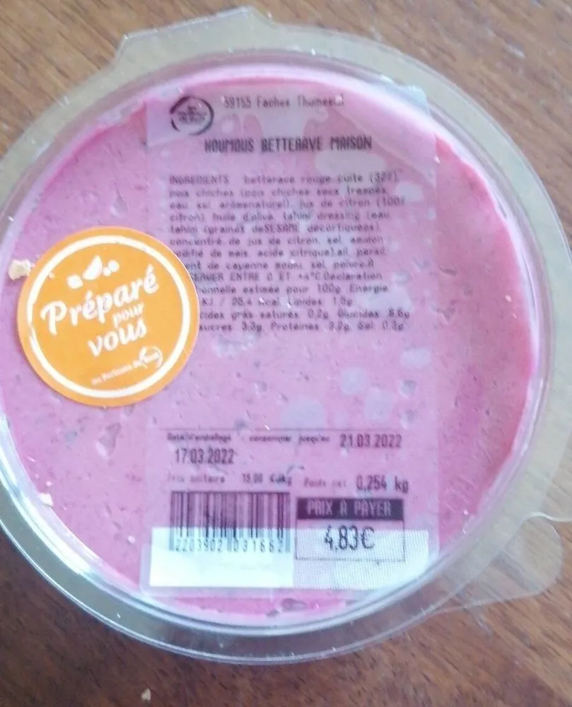 Houmous betterave maison