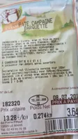 Pâte campagne barquette
