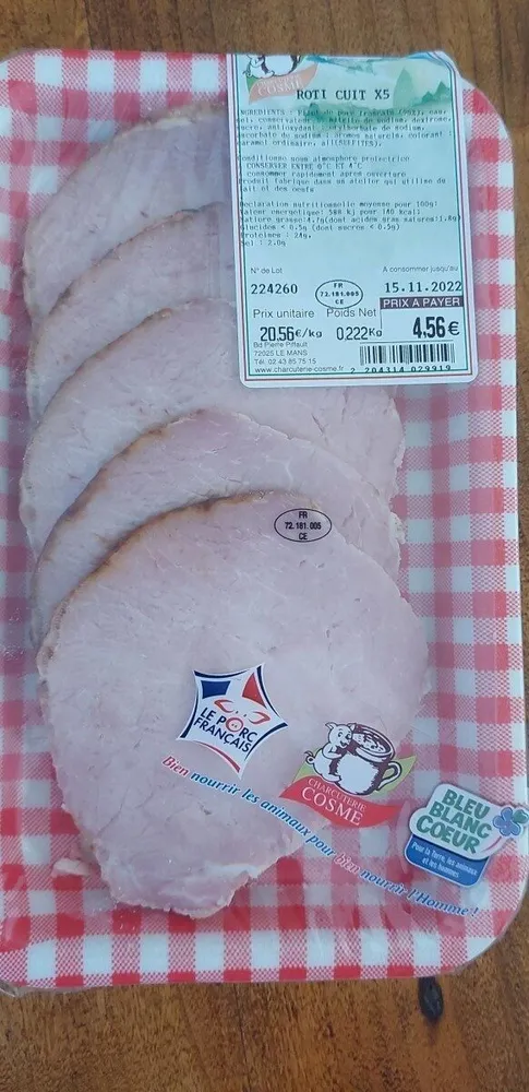 Rôti de porc cuit