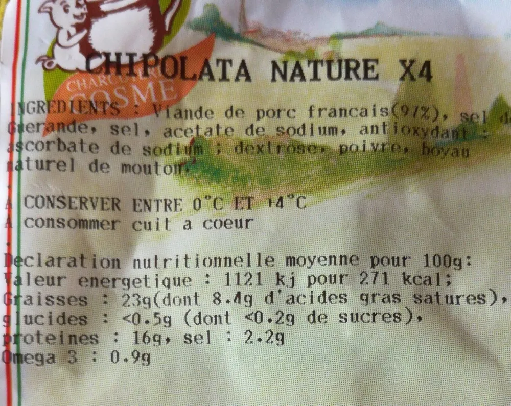 Chipolatas nature x4