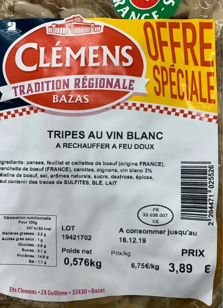 Tripes au vin blanc
