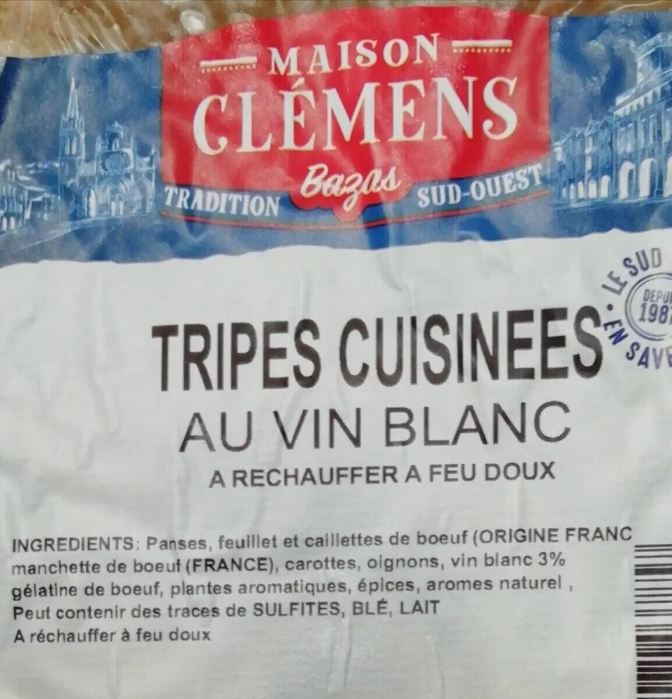 Tripes cuisinées au vin blanc