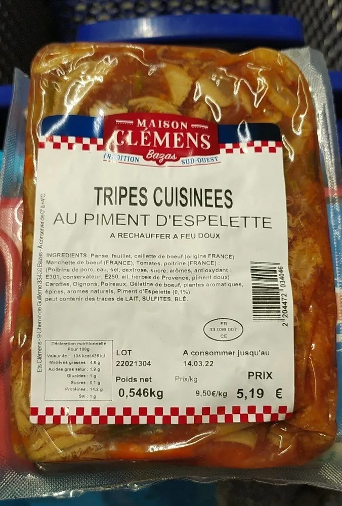 Tripes cuisinées