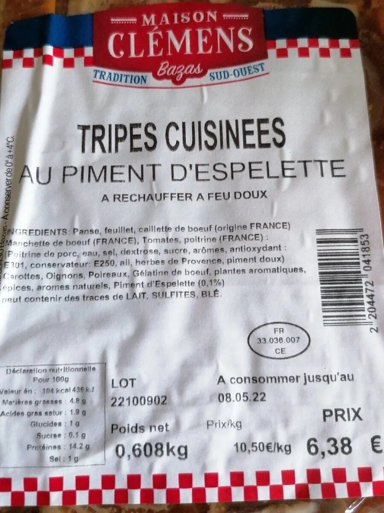 Tripes cuisinée