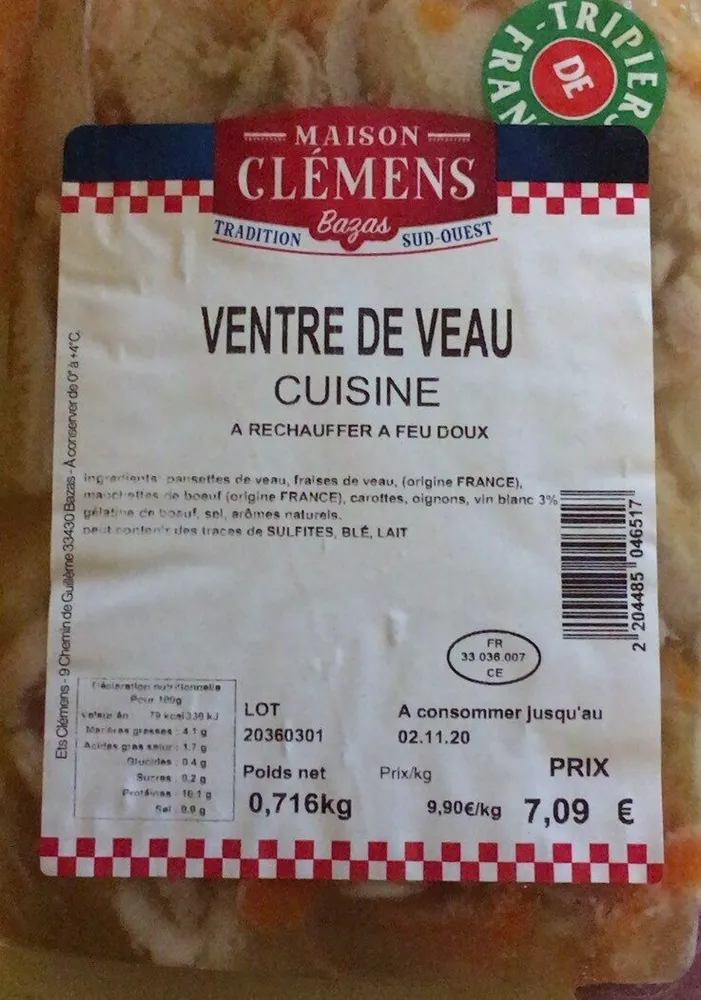 Ventre de veau cuisine