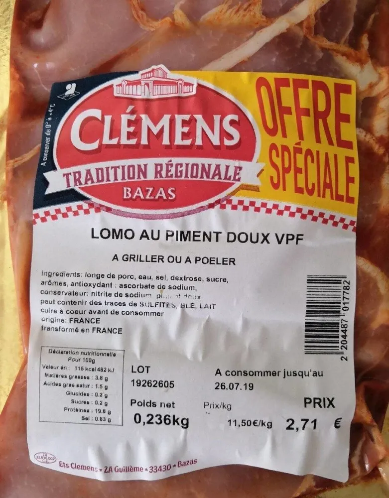 Lomot au piment doux vpf