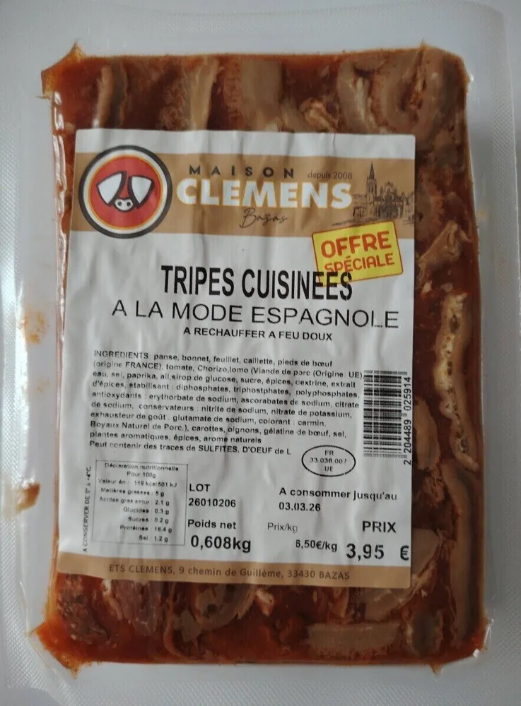 Tripes cuisinées à la mode espagnole