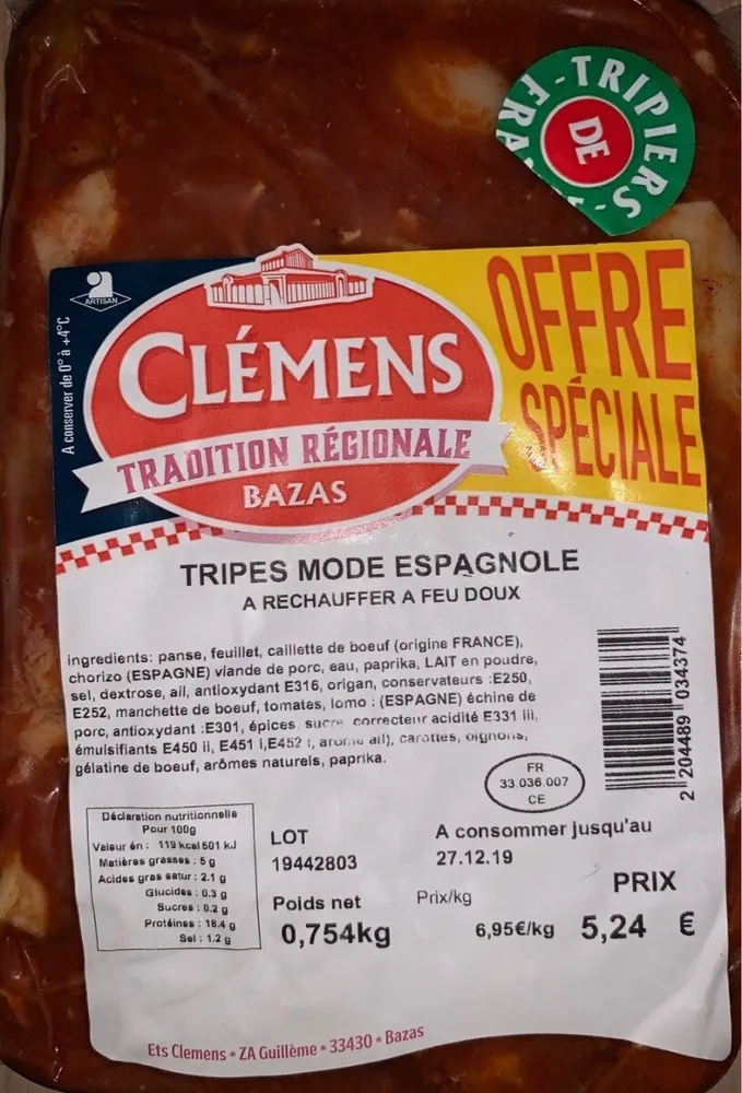 TRIPES MODE ESPAGNOLE