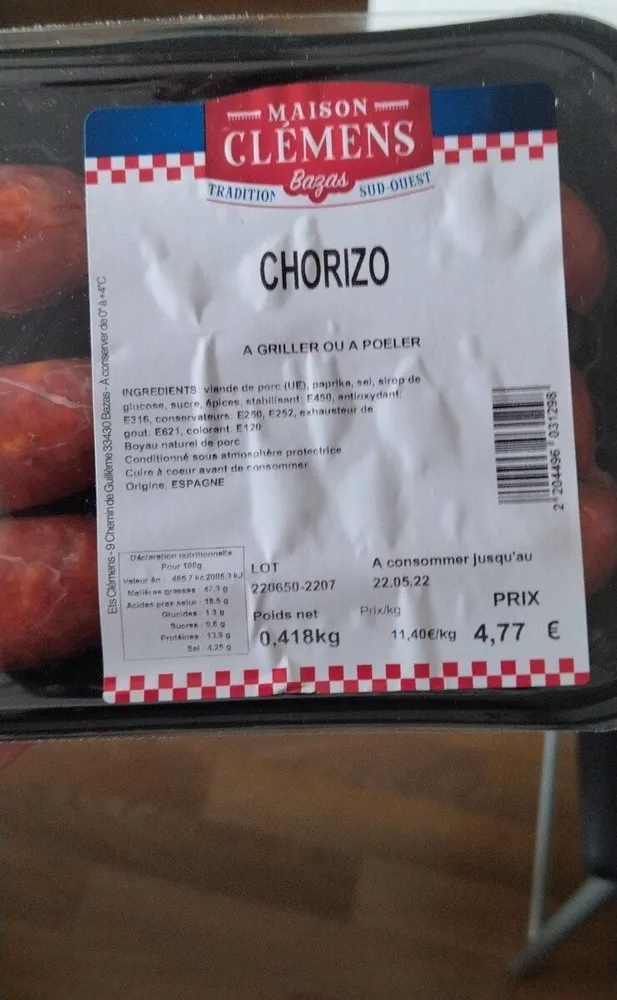 Chorizo à griller ou à poeler