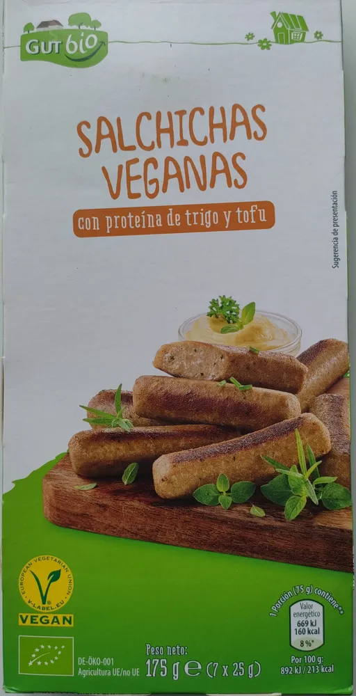 SALCHICHAS VEGANAS con proteína de trigo y tofu
