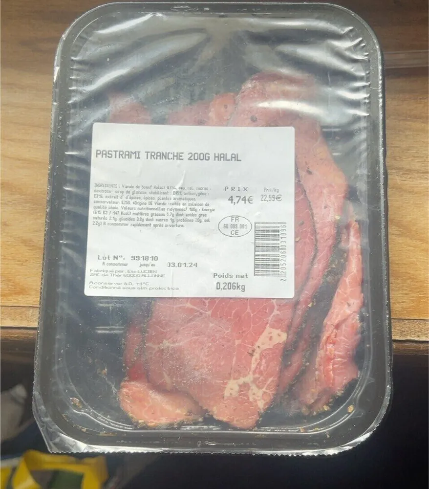 Pastrami tranche 200 g Halah