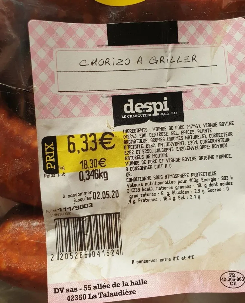 Chorizo à griller