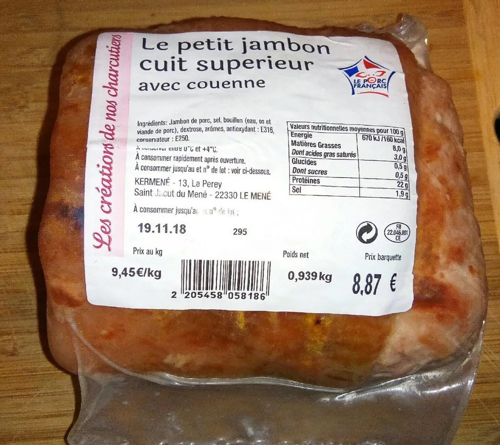 Le petit jambon cuit supérieur
