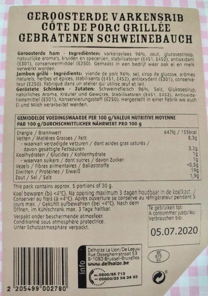 Geroosterde varkensrib