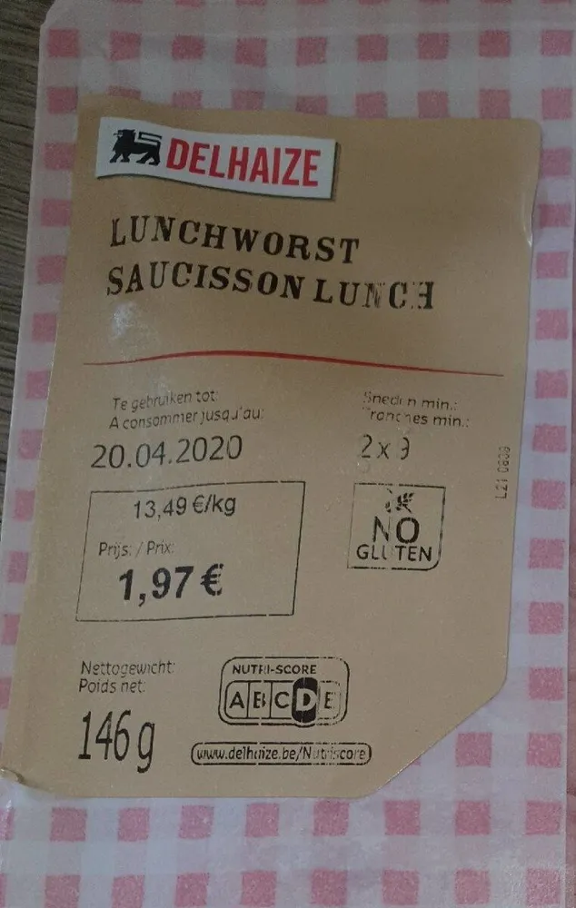 Saucisson Lunch delhaize