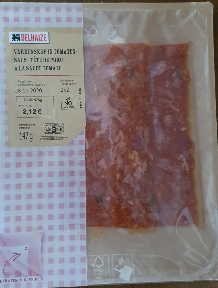 Tête de parc à la sauce tomate