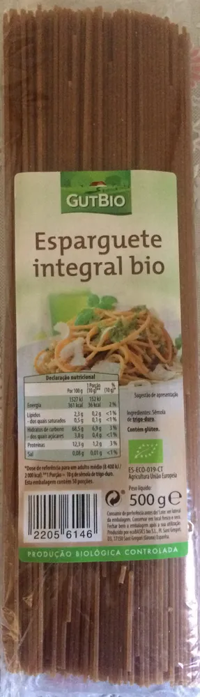 Esparguete integral bio
