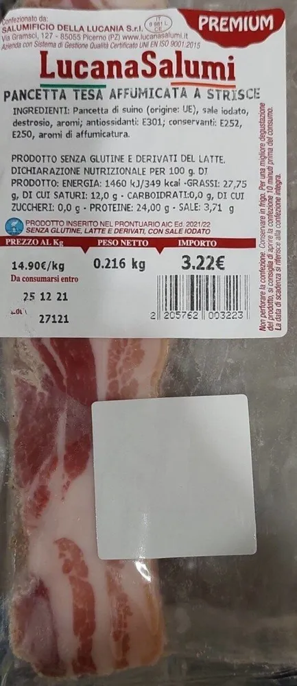Pancetta affumicata a strisce