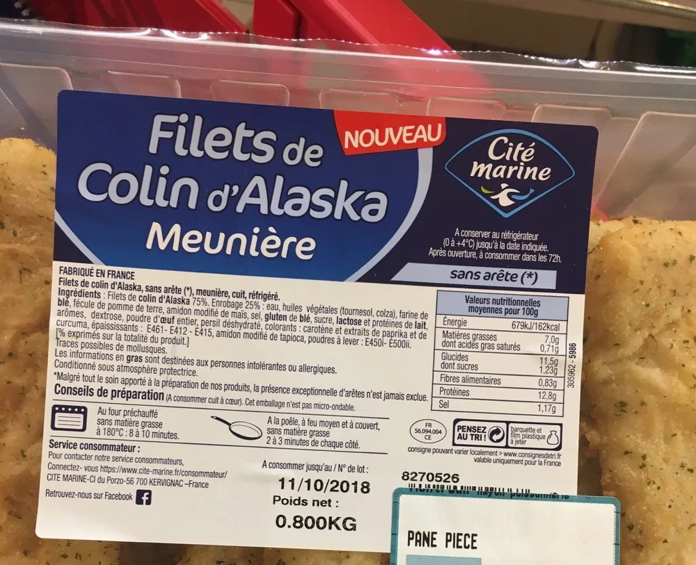 Filets de colin d'alaska de meuniere
