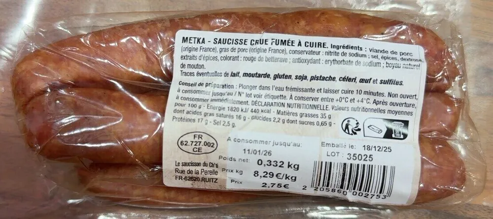 Metka saucisse cru fumée à cuire