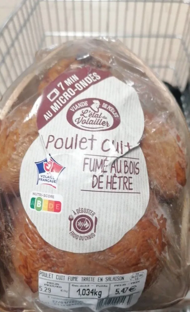 Poulet cuit fumé