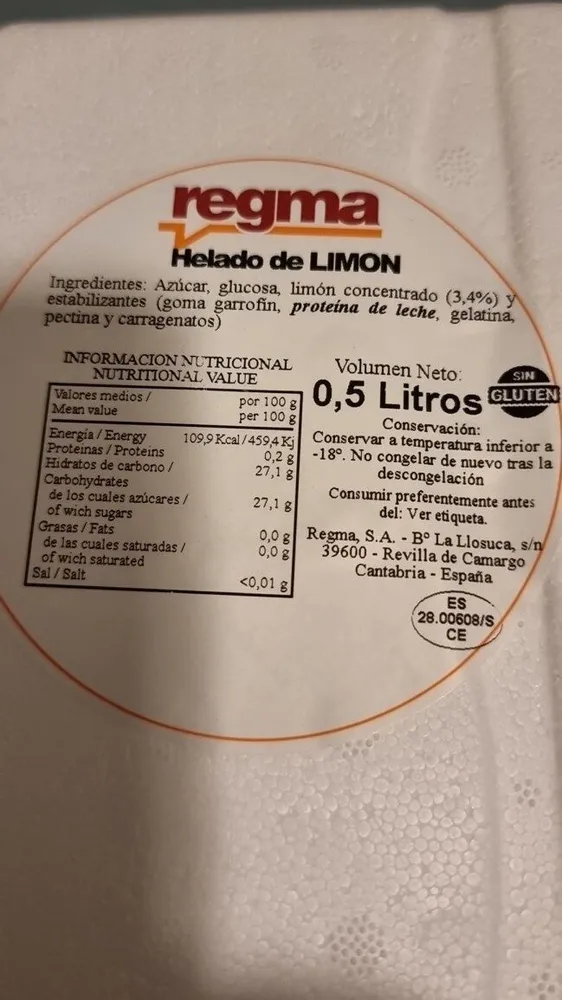Helado de limón