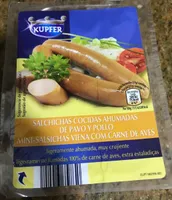 Salchichas cocidas ahumadas de pavo y pollo