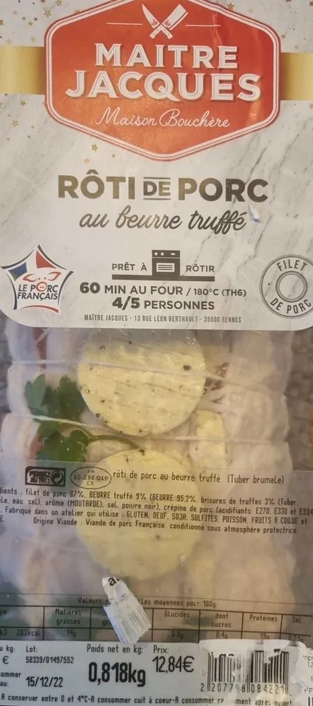 Rôti de porc au beurre truffé