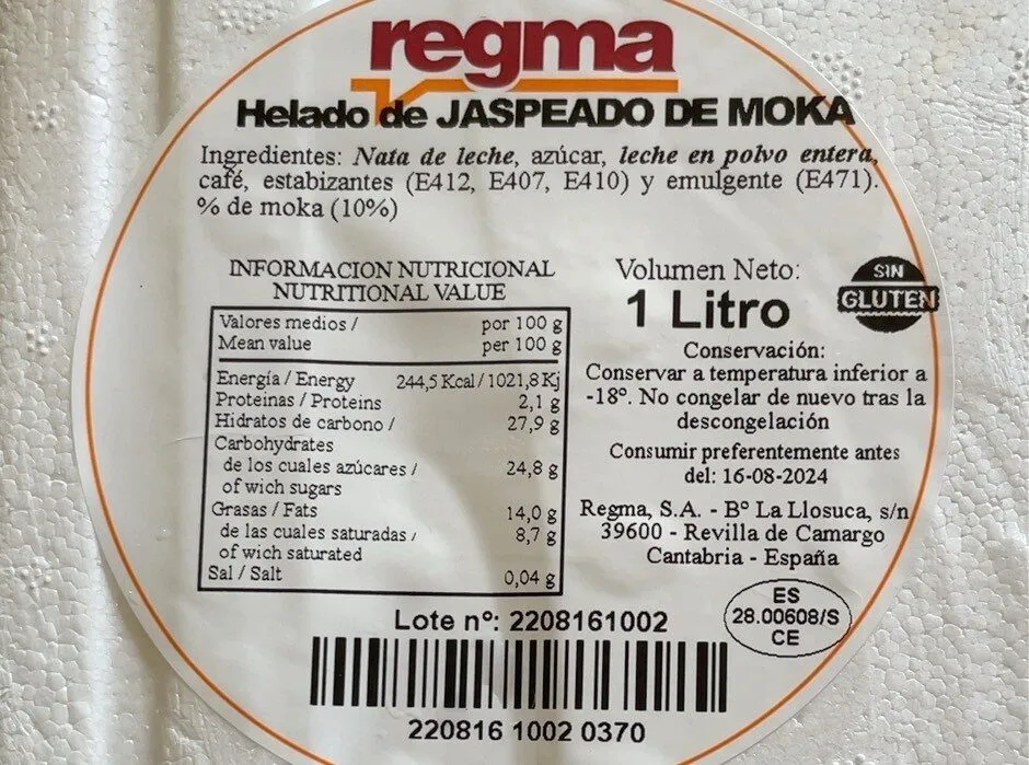 Helado Jaspeado de Moka