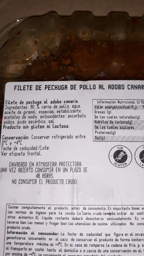Filete de pechuga de pollo al adobo canario