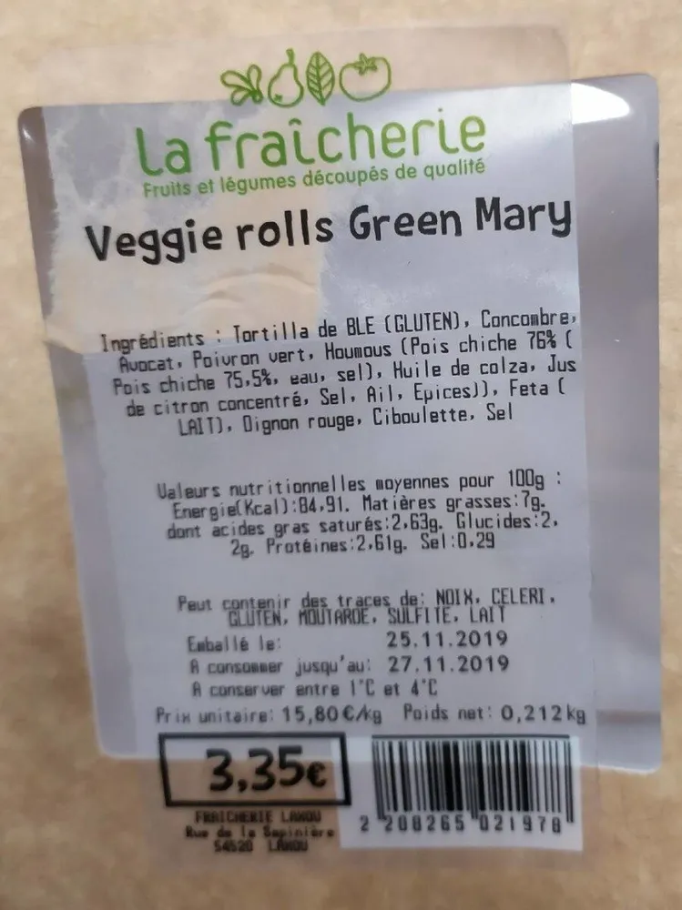 Veggie rolls Green Mary