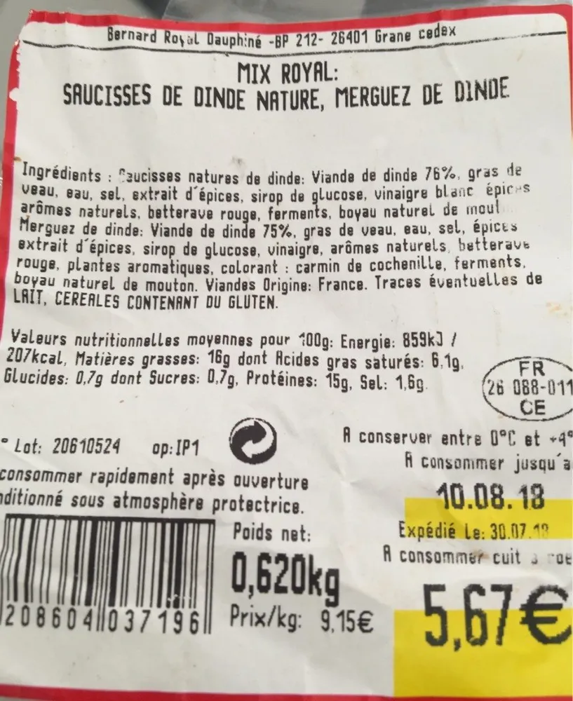 Saucisse de dinde