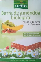 Barra de amêndoa biológica Passas de Uva e Banana