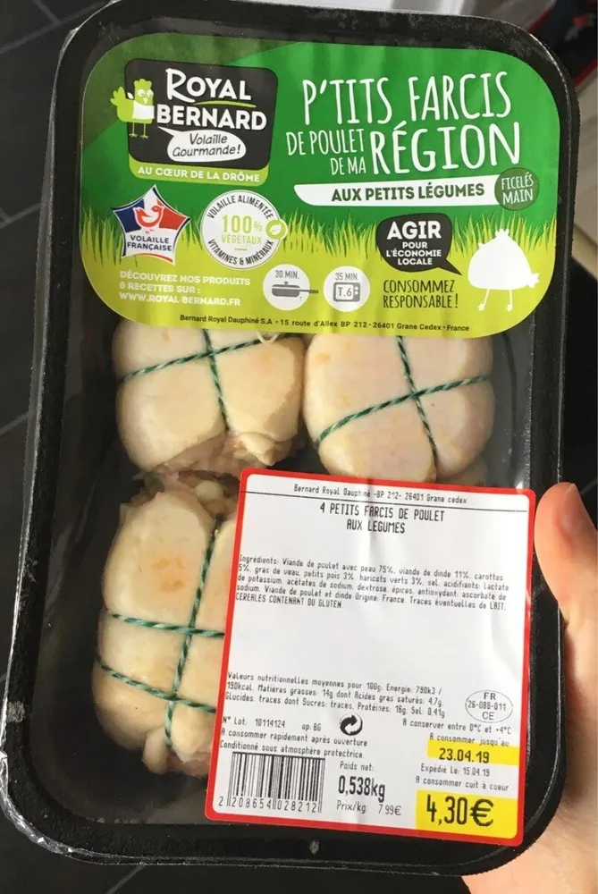 P'tits farcis de poulet de ma région aux petits legumes