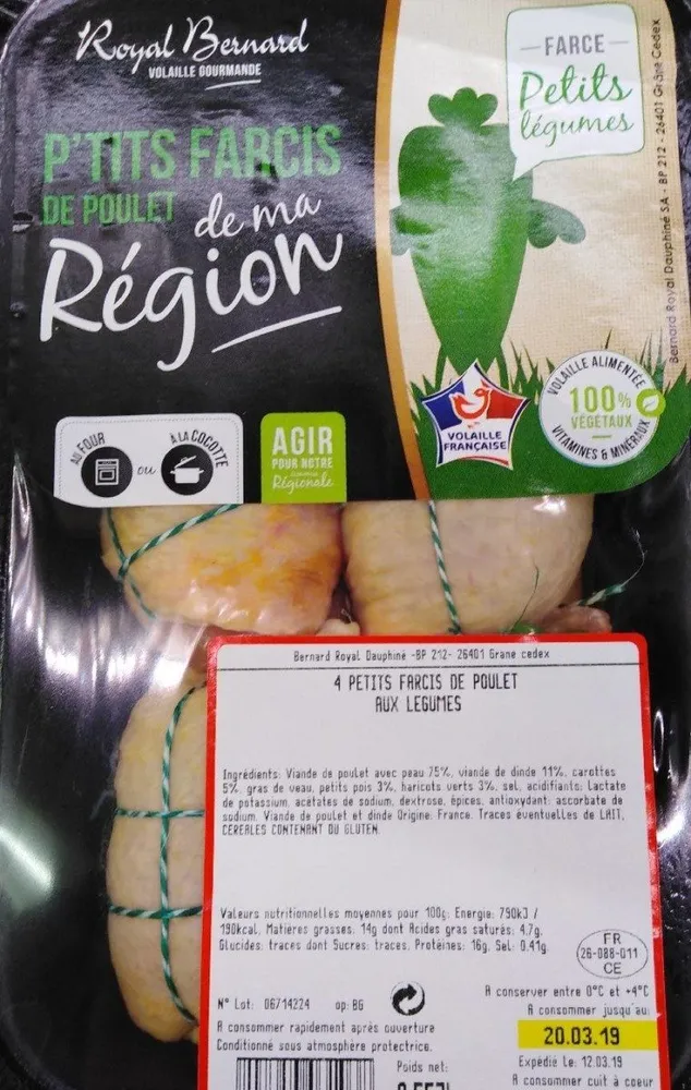 4 PETITS FARCIS DE POULET AUX LEGUMES