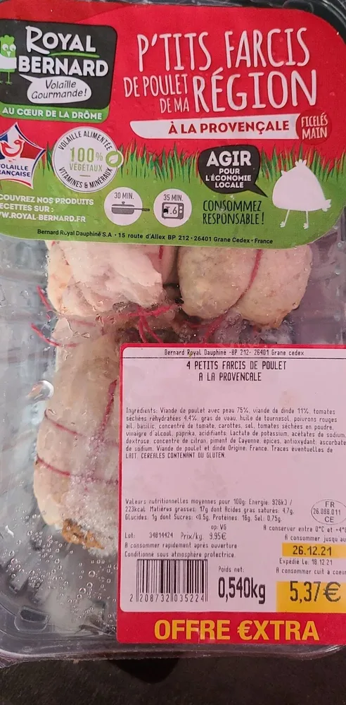 Petits farcis de poulet de ma région à la provençale