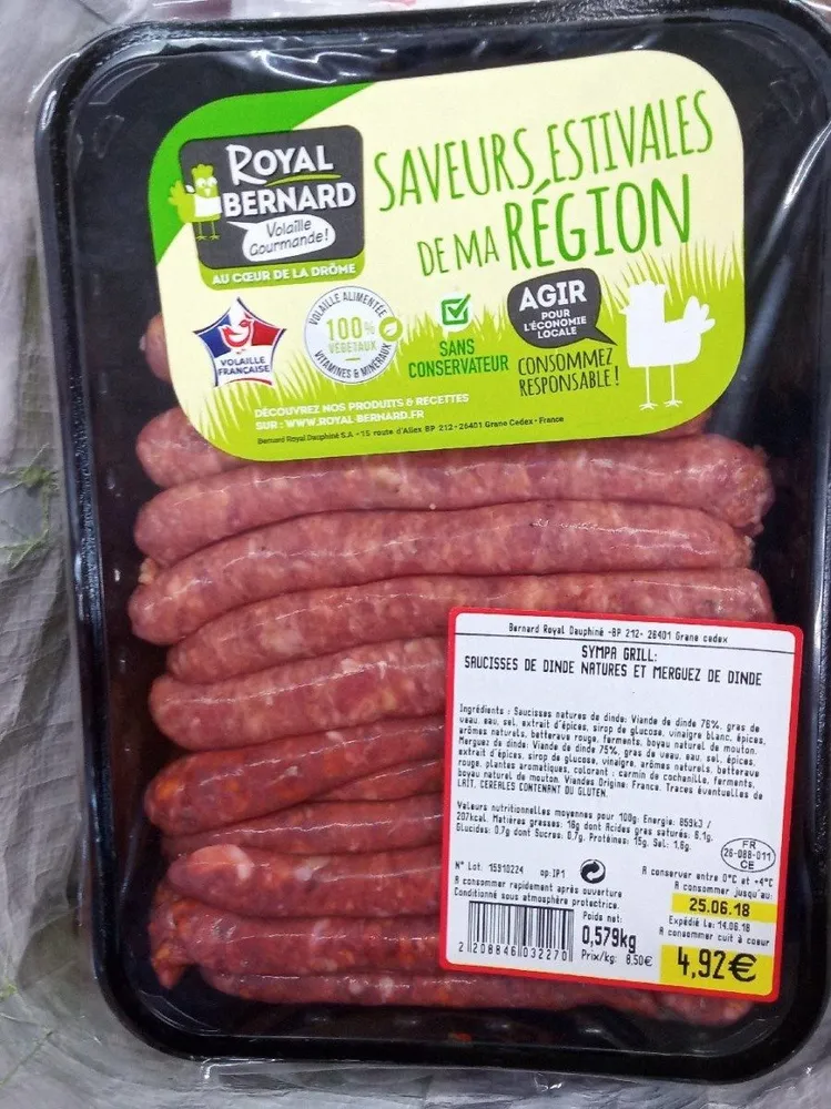 Saucisses de dinde et merguez de dinde