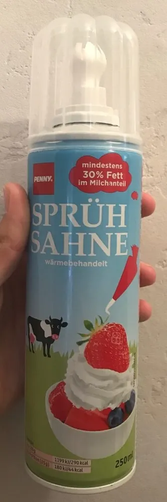 Sprühsahne, Mindestens 30% Fett