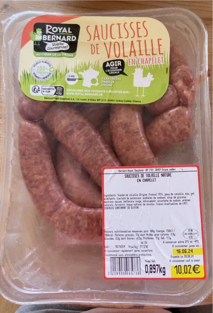 Saucisses de volailles en chapelet