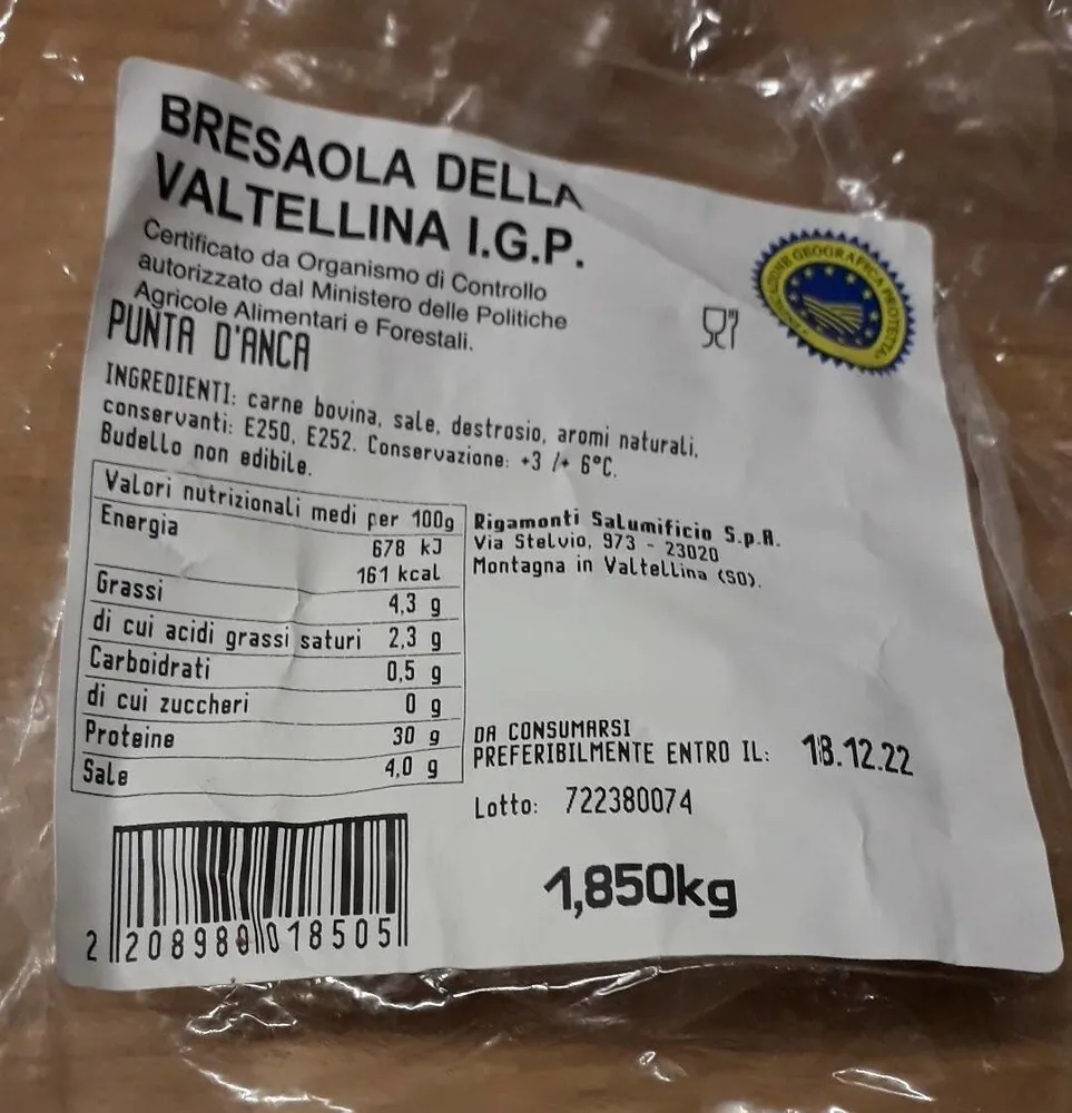 Bresaola della Valtellina igp