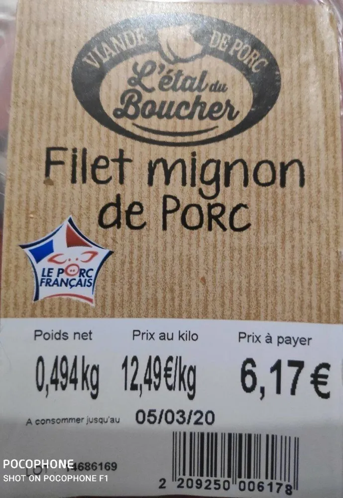 Filet mignon de porc