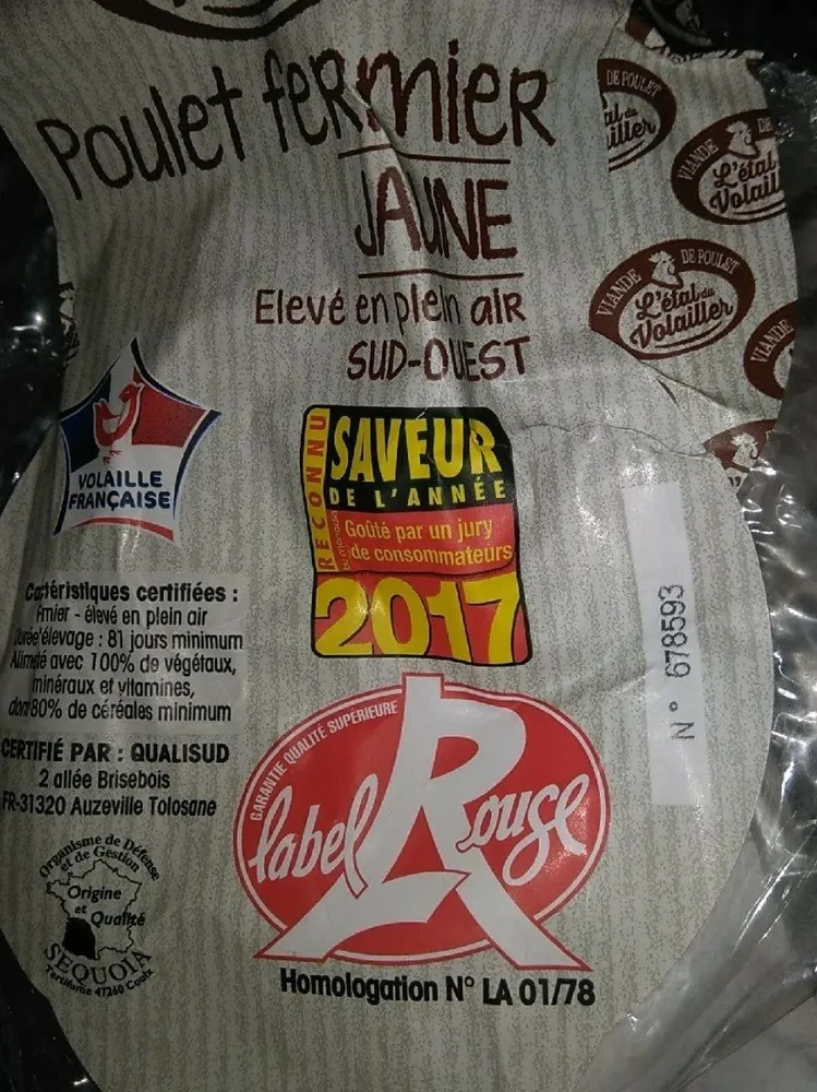 Poulet fermier label rouge