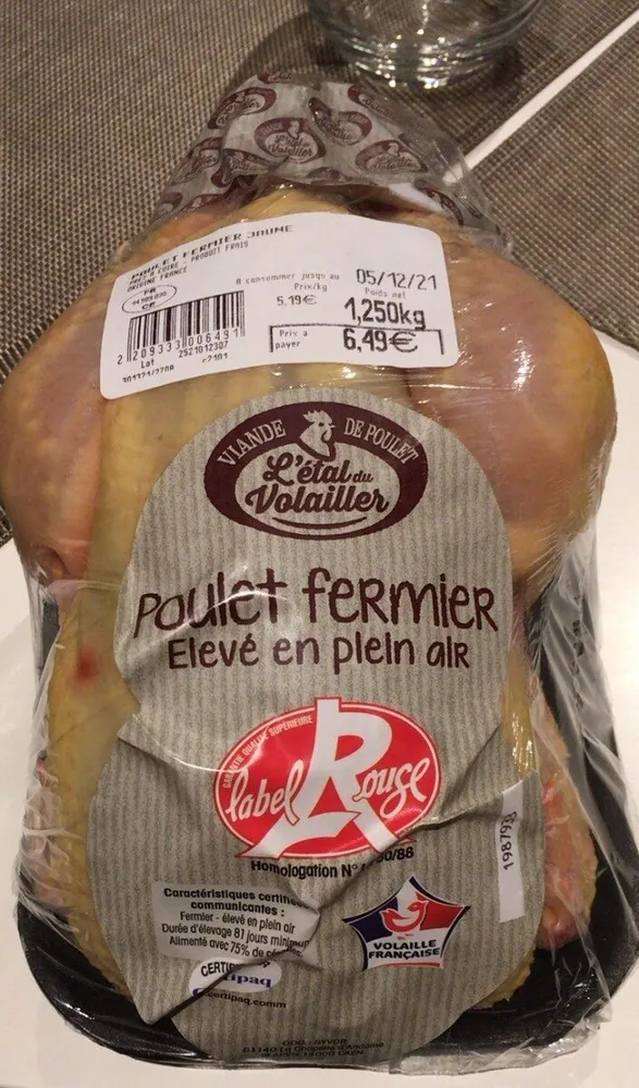Poulet fermier label rouge