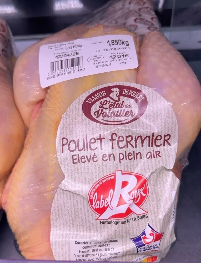 Poulet fermier élevé en plein air