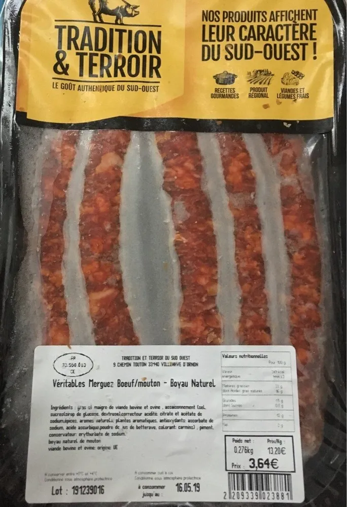 Veritables merguez boeuf mouton