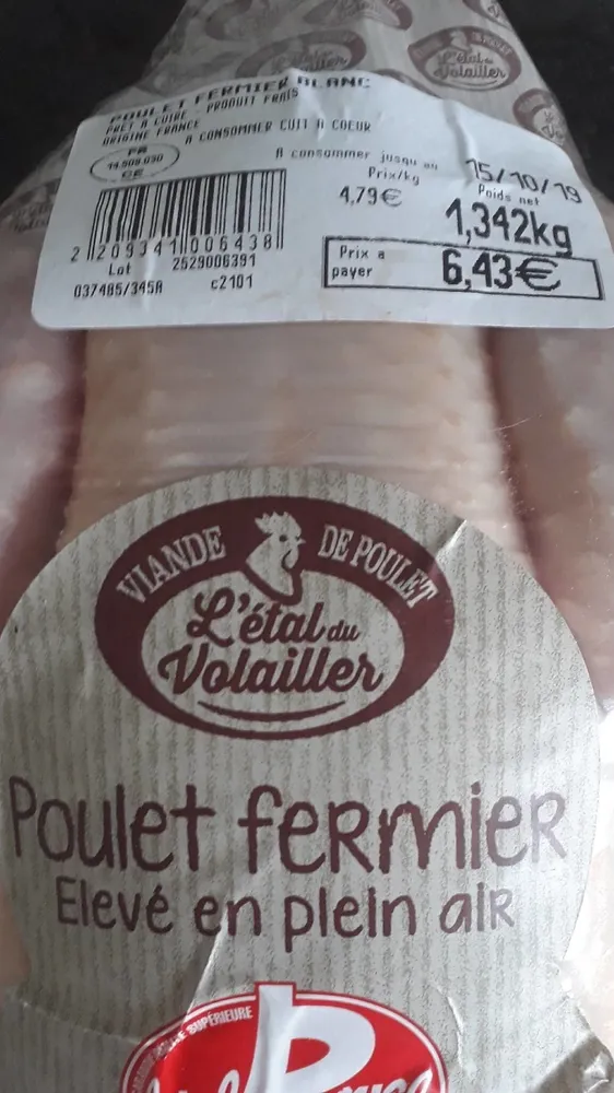 poulet fermier élevé en plein air