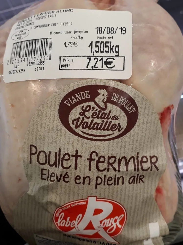 Poulet fermier label rouge