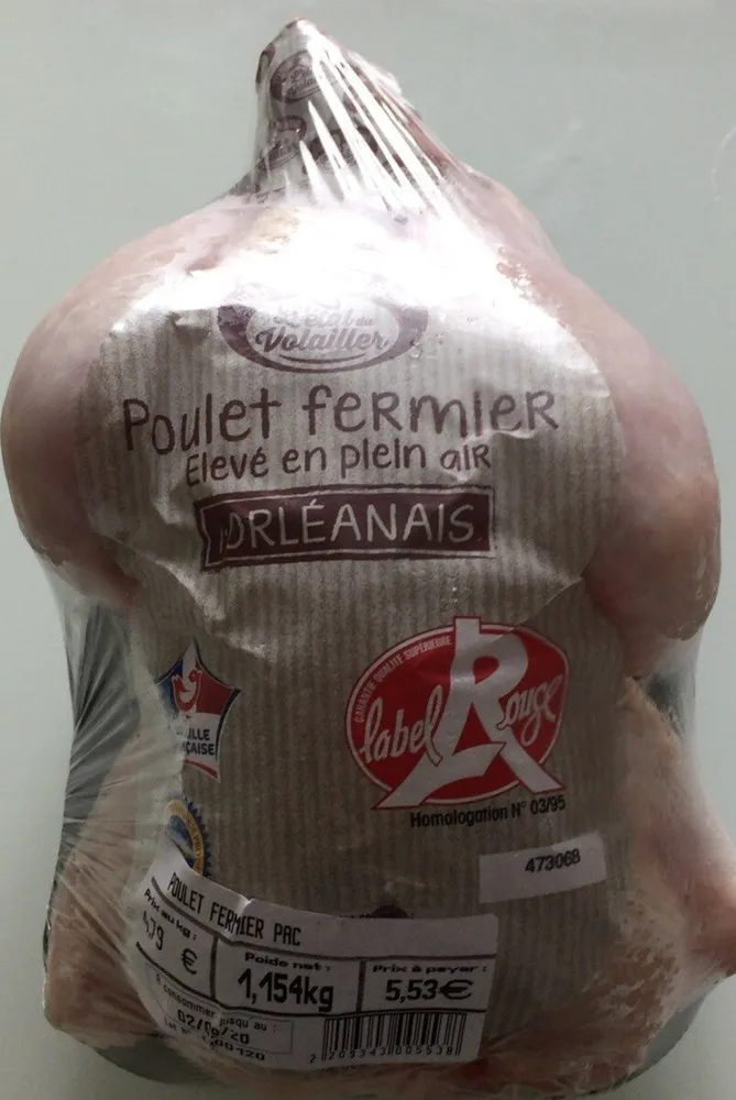 Poulet fermier élevé en plein air l'orléanais